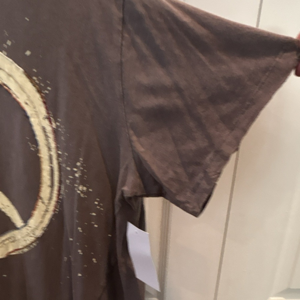 Kyla Seo Comfort Peace Tee Dark Grey Screenprinted Raw Hem Handmade XL - Picture 2 of 8